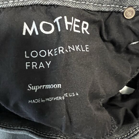 MOTHER Jeans Women Size 24 The Looker Ankle Fray Black Gray - Picture 11 of 15